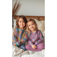 Load image into Gallery viewer, Abstract Flowers purple French terry