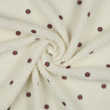 Load image into Gallery viewer, Teddy Sherpa Embroidered Daisies ecru