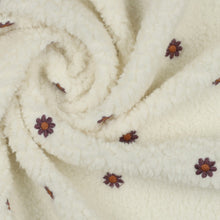 Load image into Gallery viewer, Teddy Sherpa Embroidered Daisies ecru