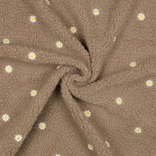 Load image into Gallery viewer, Teddy Sherpa Embroidered Daisies taupe
