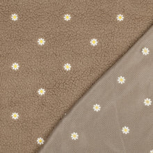Load image into Gallery viewer, Teddy Sherpa Embroidered Daisies taupe