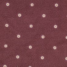 Load image into Gallery viewer, Teddy Sherpa Embroidered Daisies rosewood 0.7 M PIECE