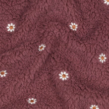Load image into Gallery viewer, Teddy Sherpa Embroidered Daisies rosewood 0.7 M PIECE