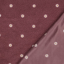 Load image into Gallery viewer, Teddy Sherpa Embroidered Daisies rosewood 0.7 M PIECE