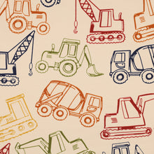 Load image into Gallery viewer, Roadwork Vehicles French terry sand