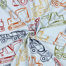 Load image into Gallery viewer, Roadwork Vehicles French terry light blue