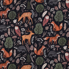 Load image into Gallery viewer, Woodland Animals on dark navy brushed sweatshirt