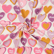 Load image into Gallery viewer, Peace and Love Hearts French terry, ecru