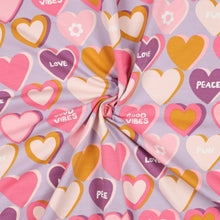 Load image into Gallery viewer, Peace and Love Hearts French terry, lilac