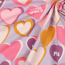 Load image into Gallery viewer, Peace and Love Hearts French terry, lilac