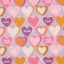 Load image into Gallery viewer, Peace and Love Hearts French terry, lilac