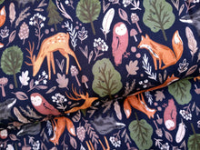 Load image into Gallery viewer, Woodland Animals on dark navy brushed sweatshirt