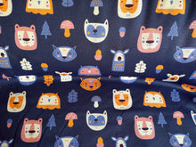 Load image into Gallery viewer, Animal Faces on navy Alpenfleece/Alpine fleece/fleece back sweatshirt