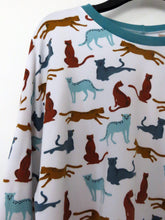 Load image into Gallery viewer, Colourful Leopards on white GOTS organic brushed sweatshirt