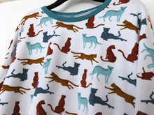 Load image into Gallery viewer, Colourful Leopards on white GOTS organic brushed sweatshirt