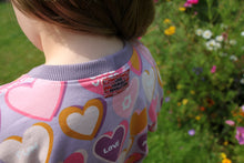 Load image into Gallery viewer, Peace and Love Hearts French terry, lilac