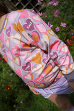 Load image into Gallery viewer, Peace and Love Hearts French terry, lilac