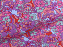 Load image into Gallery viewer, Abstract Flowers purple French terry
