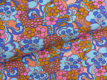 Load image into Gallery viewer, Abstract Flowers blue French terry