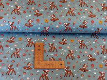 Load image into Gallery viewer, Little Fawns on teal jersey