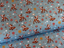 Load image into Gallery viewer, Little Fawns on teal jersey