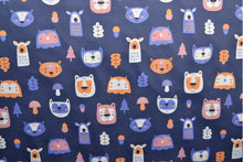 Load image into Gallery viewer, Animal Faces on navy Alpenfleece/Alpine fleece/fleece back sweatshirt