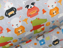 Load image into Gallery viewer, Autumn Animal Antics on textured grey French terry