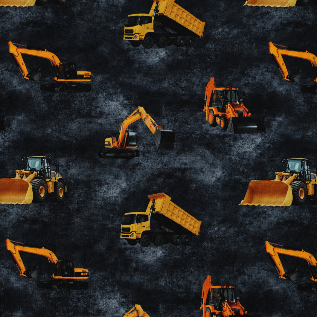 Construction Vehicles denim look jersey