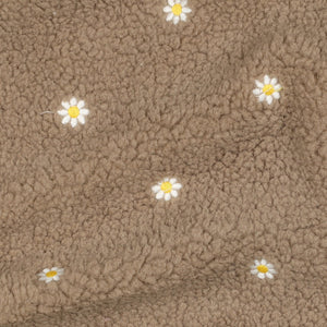 Teddy Sherpa Embroidered Daisies taupe