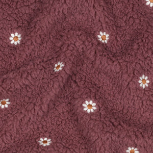 Teddy Sherpa Embroidered Daisies rosewood 1.7  M PIECE