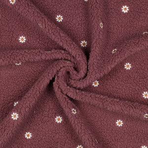 Teddy Sherpa Embroidered Daisies rosewood 1.7  M PIECE