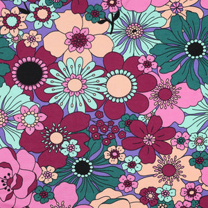 Blomster Vintage Bloom French terry Purple