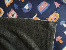 Load image into Gallery viewer, Animal Faces on navy Alpenfleece/Alpine fleece/fleece back sweatshirt
