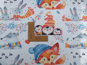 Cosy Animals on white jersey 0.67 M PIECE