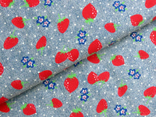 Load image into Gallery viewer, Strawberries cotton chambray
