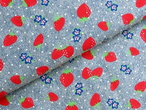 Strawberries cotton chambray