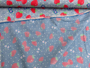 Strawberries cotton chambray