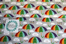 Load image into Gallery viewer, Rainbow Brollies on grey jersey ETA W/C 24.03
