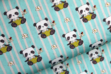 Load image into Gallery viewer, Baby Panda on stripes jersey 0.5 M PIECE
