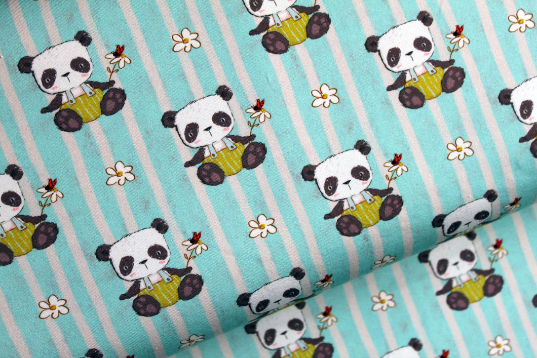 Baby Panda on stripes jersey 0.5 M PIECE