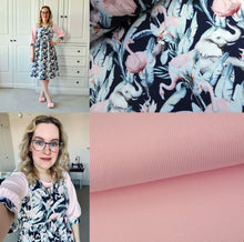 Load image into Gallery viewer, Elephants and Flamingos on navy jersey 1.8 M PIECE
