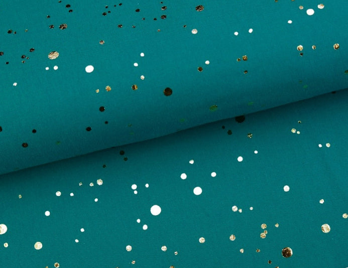 Foil print jersey, Teal