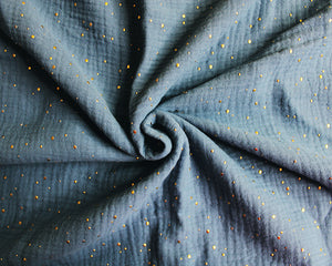 Gold Speckled double gauze/muslin, mid blue