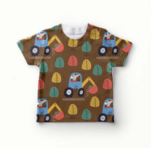 Load image into Gallery viewer, Animal Construction on brown cotton jersey
