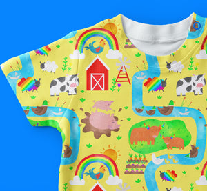 Farmyard Frolics on sunshine yellow jersey, exclusive ETA W/C 24.03