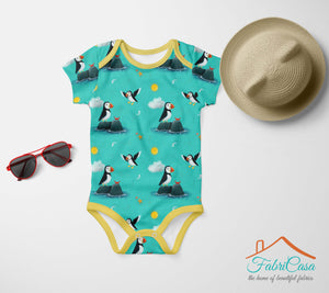 Puffins' Life on turquoise jersey, exclusive ETA W/C 24.03