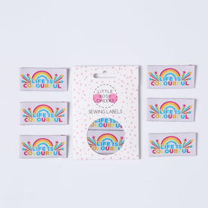'LIFE IS COLOURFUL' Pack of 6 sewing labels