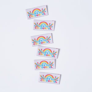 'LIFE IS COLOURFUL' Pack of 6 sewing labels