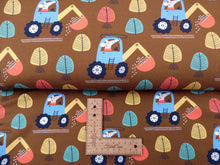 Load image into Gallery viewer, Animal Construction on brown cotton jersey
