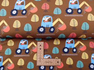 Animal Construction on brown cotton jersey